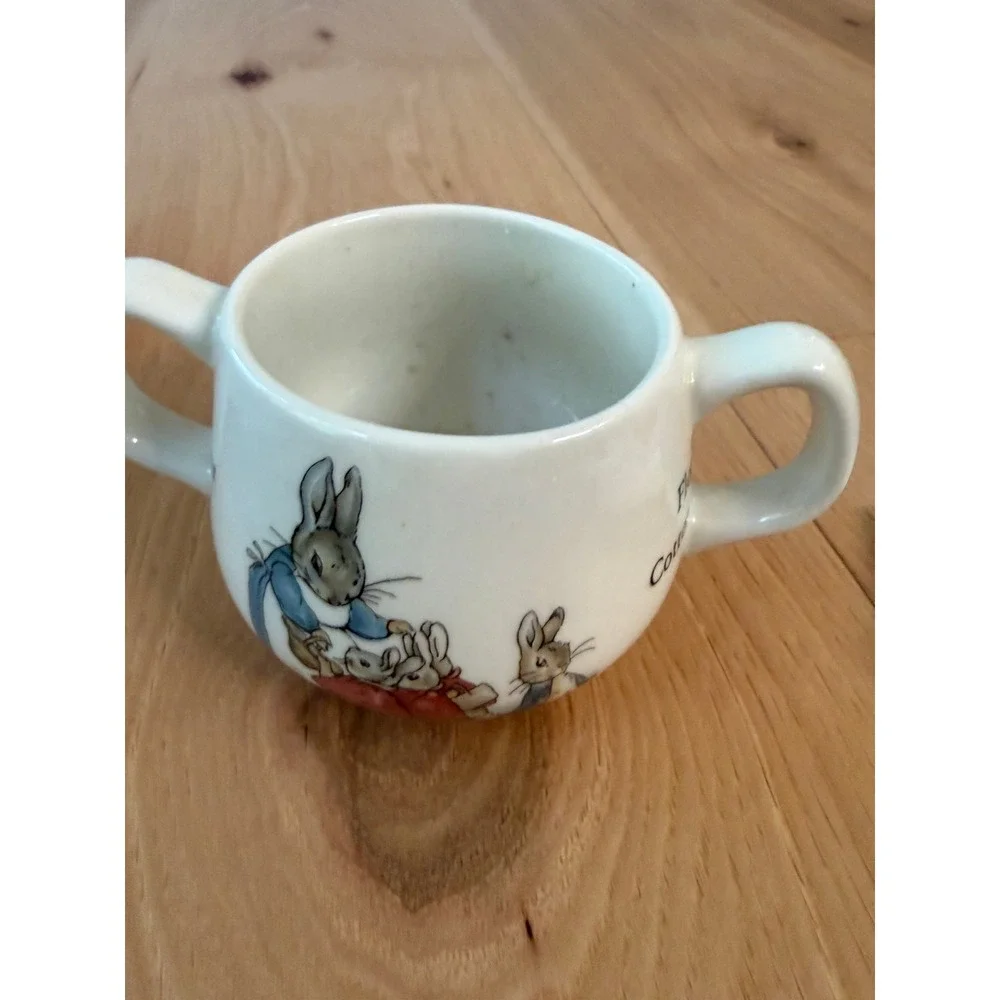 Wedgwood Peter Rabbit 2 Piece vintage Set White China Mug and Oatmeal Bowl Boxed